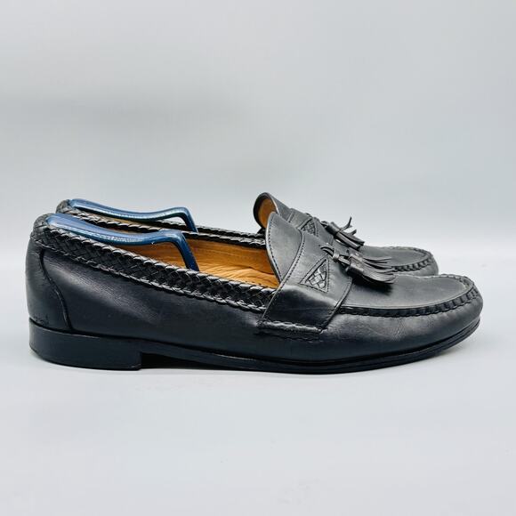 Allen Edmonds Shoes Mens 12 Black Leather Maxfield Kiltie Tassel Loafers Braided main image 4